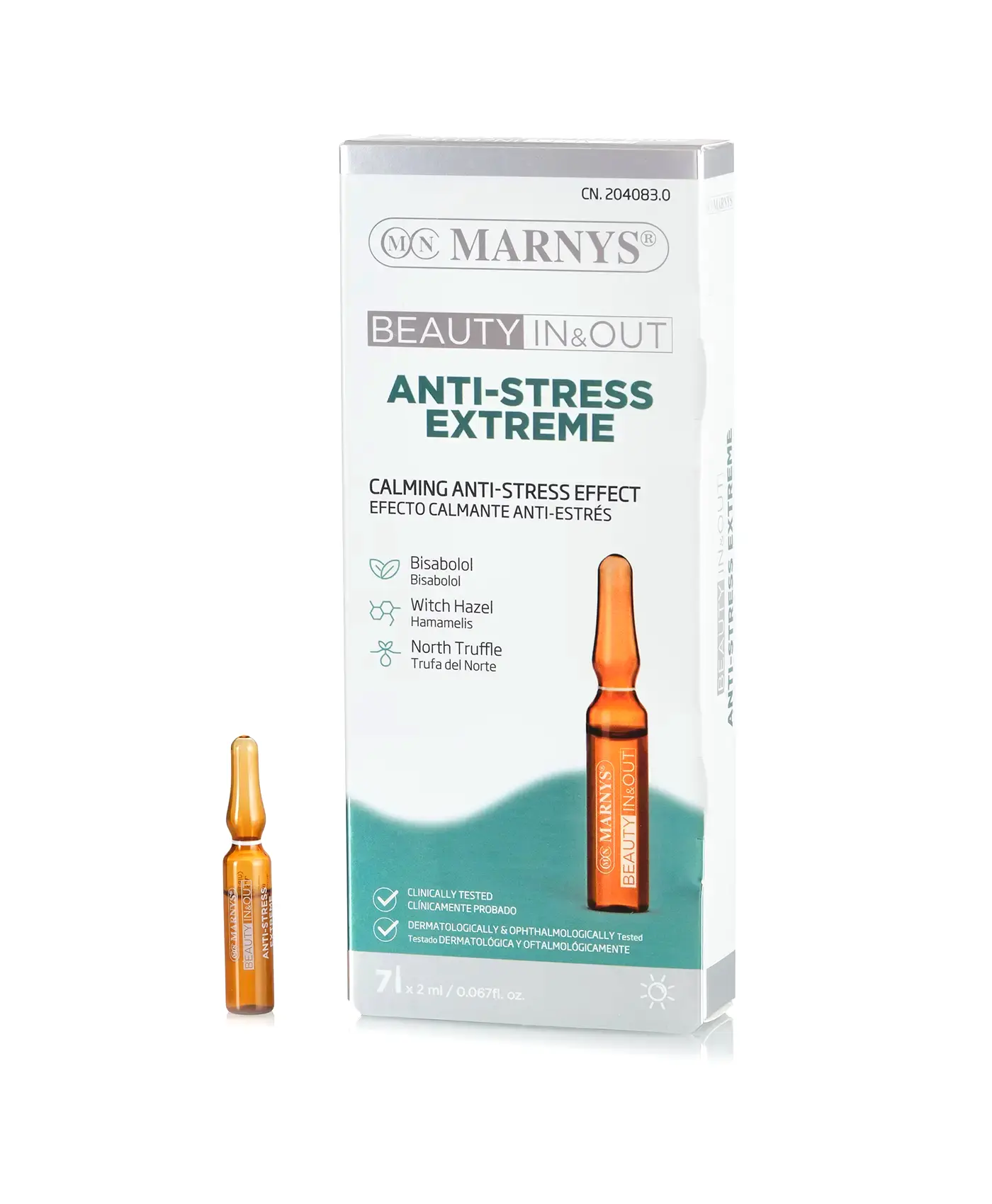 ANTI-STRESS EXTREME cu Hamamelis + Trufe + Bisabolol pentru Calmarea Pielii Iritate – Cutie cu 7 Fiole pentru 14 zile de tratament