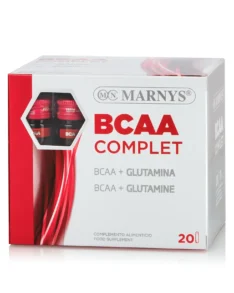 BCAA Complet: L-leucină, L-izoleucină, L-valină + L- glutamină – Aminoacizi pentru Masa Musculară – Produs Vegan – 20 Fiole