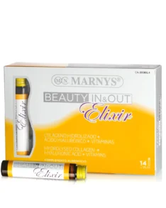 Beauty In & Out Elixir – Colagen Hidrolizat Tip 1 cu 5000 Mg + Acid Hialuronic + Semințe de Struguri + Biotină + Vitamine + Minerale – 14 Fiole
