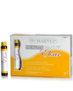 Beauty In & Out Elixir – Colagen Hidrolizat Tip 1 cu 5000 Mg + Acid Hialuronic + Semințe de Struguri + Biotină + Vitamine + Minerale – 14 Fiole
