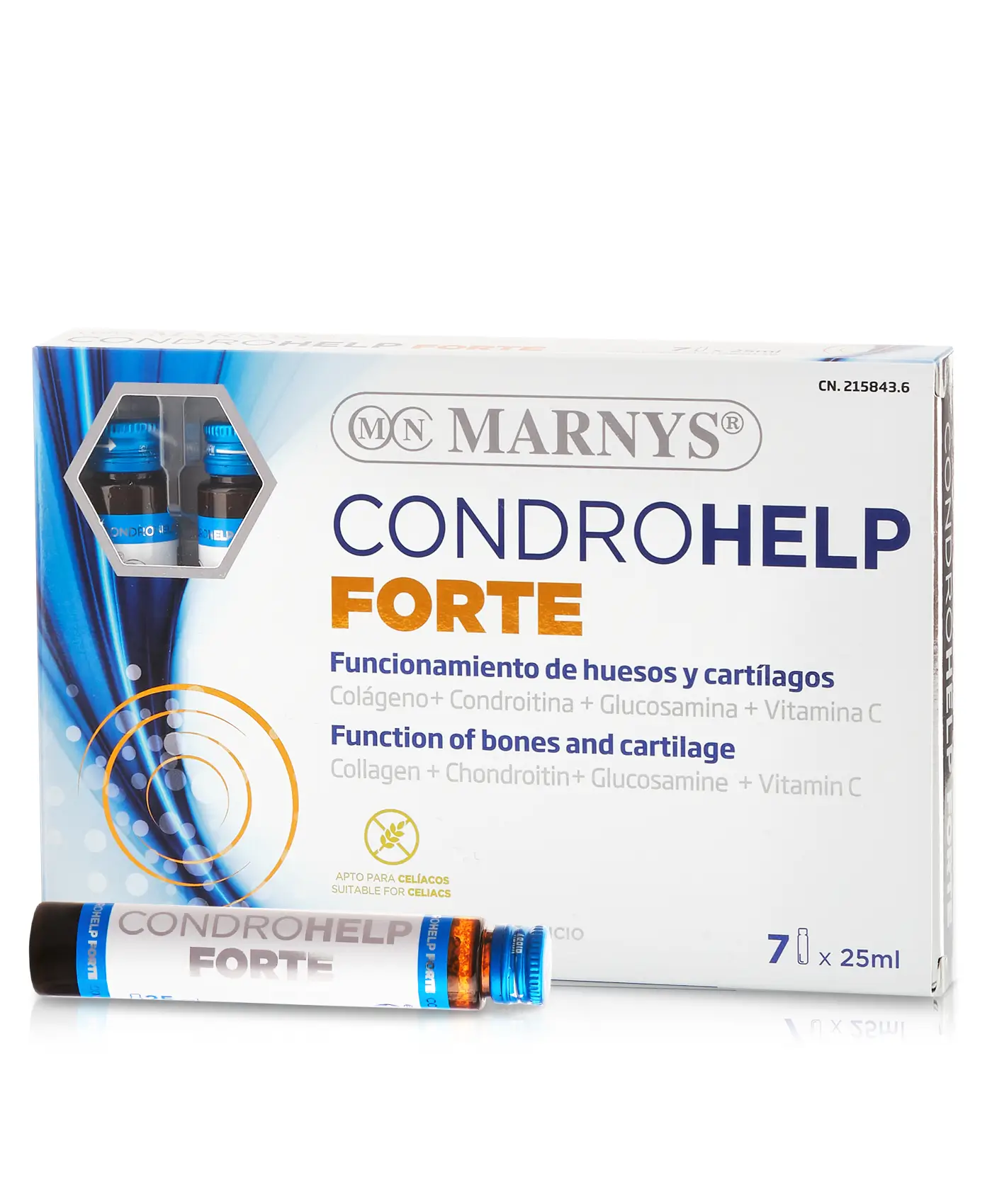 CONDROHELP FORTE – Colagen + Condroitina + Acid Hialuronic + MSM + Turmeric + Vitamine pentru flexibilitatea si mobilitatea articulatiilor, tendoanelor si ligamentelor – 7 Fiole