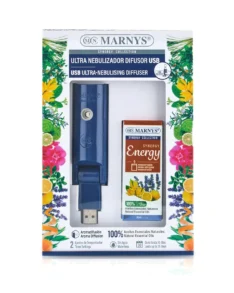 Difuzor USB Ultra-Nebulizator + Energie Sinergie 30 ml, Organic, Mix Uleiuri Esentiale Pentru Energie Si Vitalitate Cu Ulei de Portocala + Ylang Ylang + Litsea + Lamaie