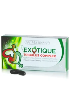 EXOTIQUE TRIBULUS pentru Bărbați cu Tribulus + Ginseng + Ginkgo Biloba + Vitamine + Minerale – Energie, Virilitate și Performanțe Fizice – 30 Gelule
