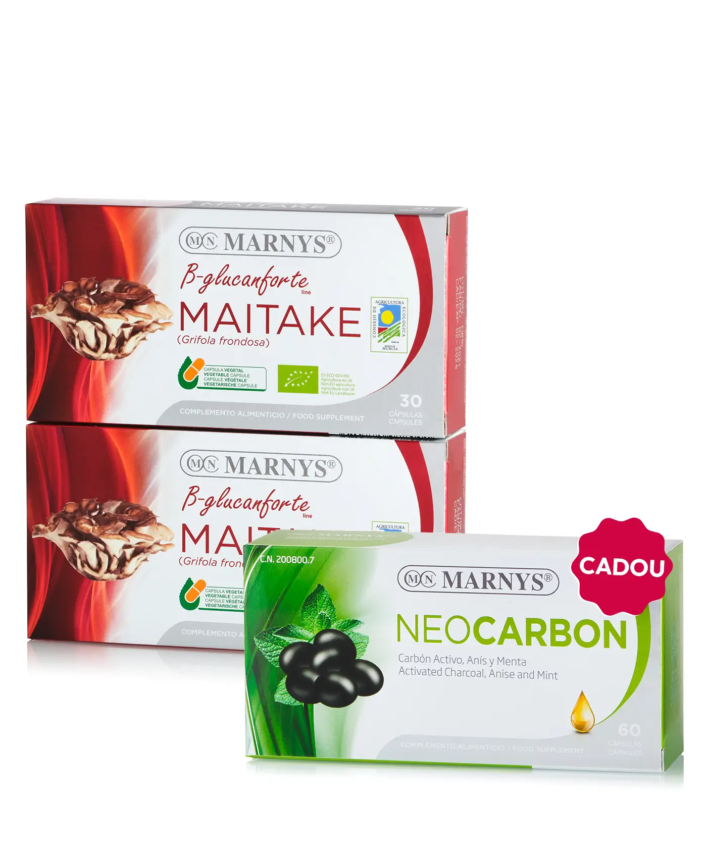 Pachet Maitake - 2 cutii × Maitake + Cadou Neocarbon (cărbune activ + anason + mentă)