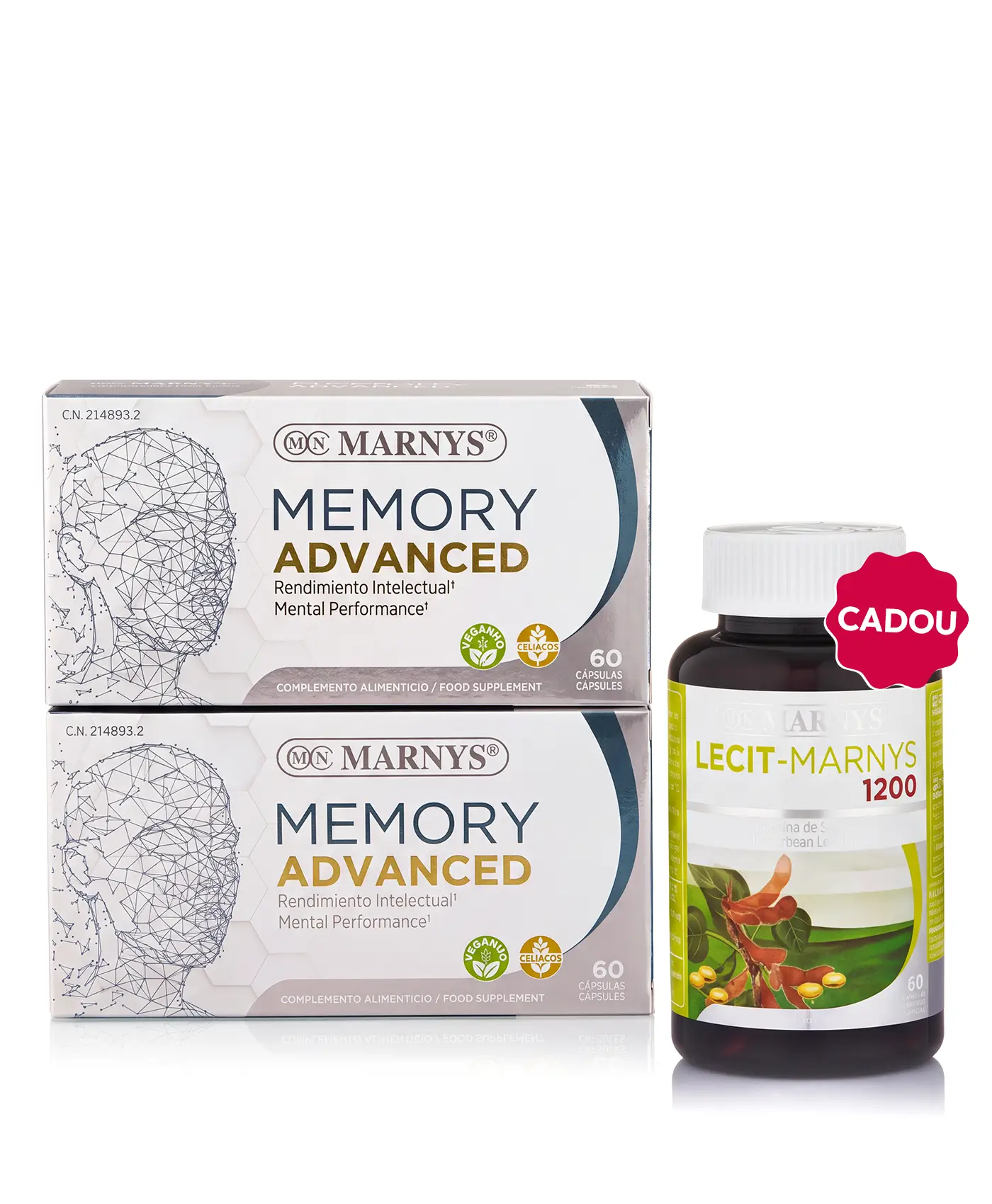 Pachet Memorie Avansată - 2 cutii × Memory Advanced (Rodiola + Bacopa + Citicolina) + Cadou Lecitină 1200mg