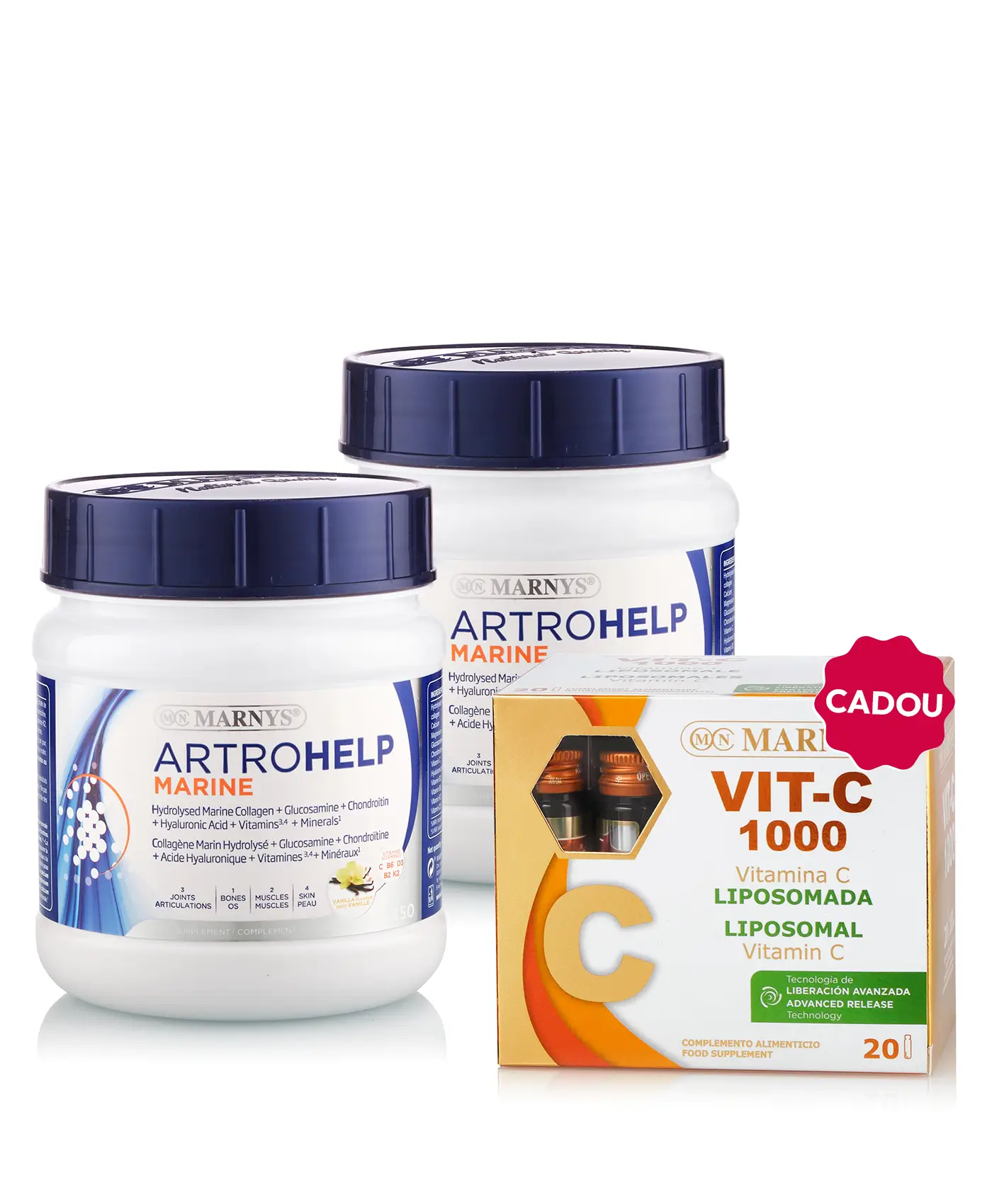 Pachet Colagen + Vitamina C - 2 cutii × Artrohelp Marine + Cadou Vitamina C Lipozomală 1000 mg