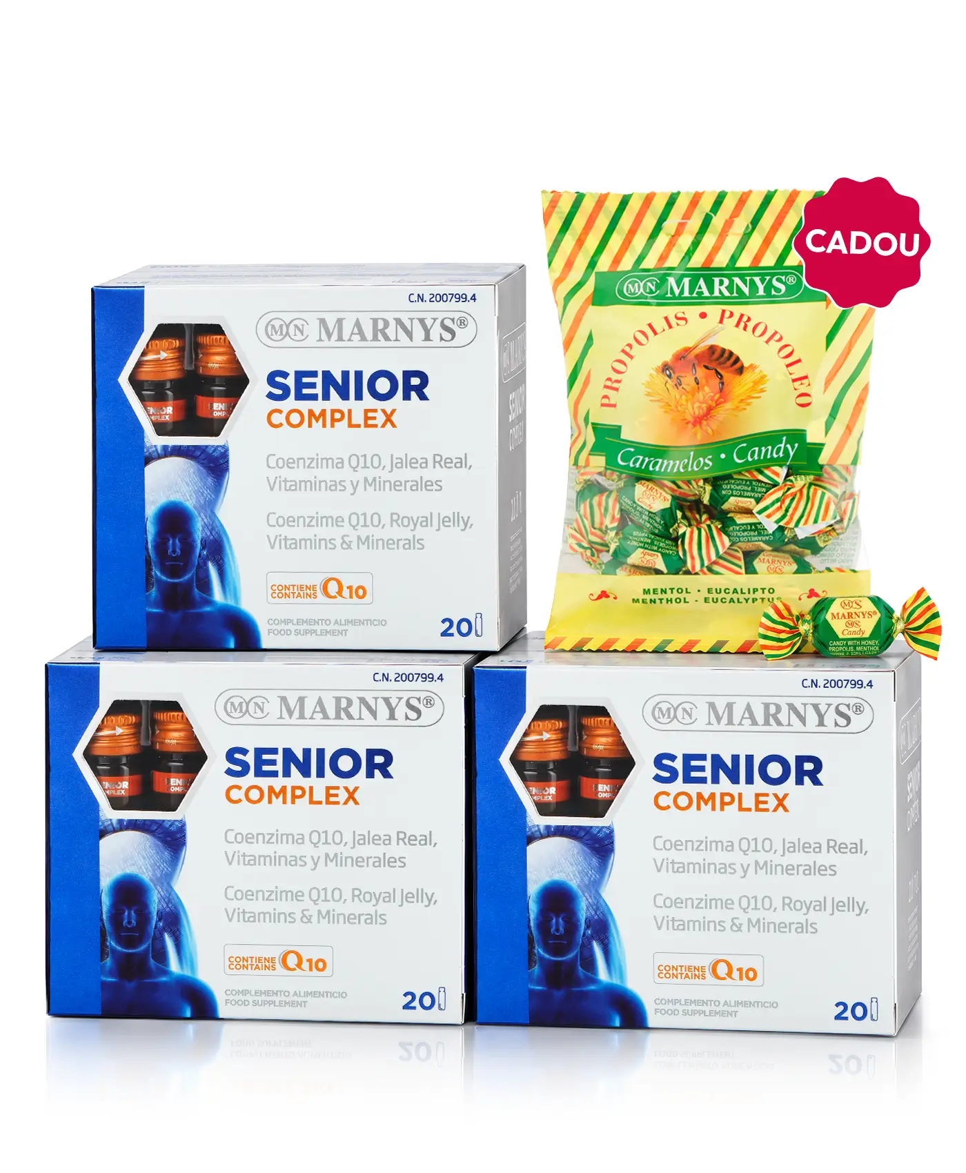 Pachet Seniori de Toamnă – 3 cutii × Senior Complex (Q10 110mg + Lăptișor de Matcă) + Cadou Bomboane cu Propolis