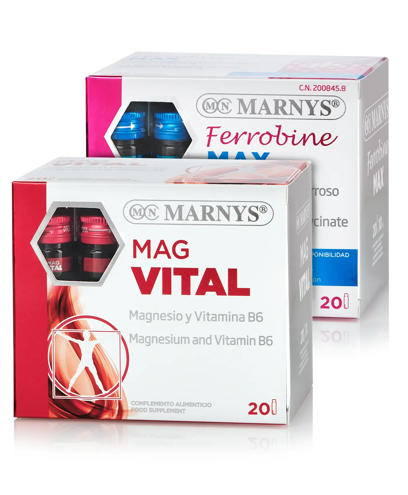 Pachet pentru Reducerea Oboselii și Întărirea Organismului: Mag Vital, Magneziu 375 Mg + Ferrobine Max, Fier 14 Mg